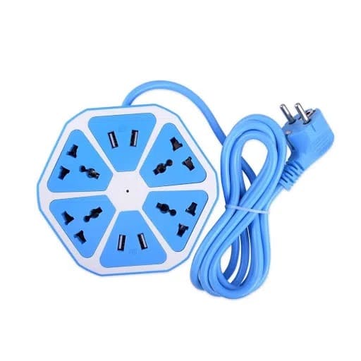 EXTENSION ELECTRICA 4 USB HEXAGONAL