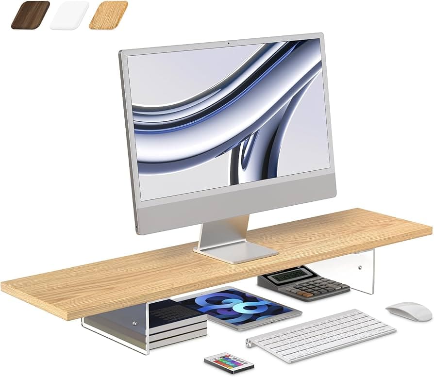 REPISA DE MADERA ELEVADORA DE MONITOR O LAPTOP PARA ESCRITORIO TE-17