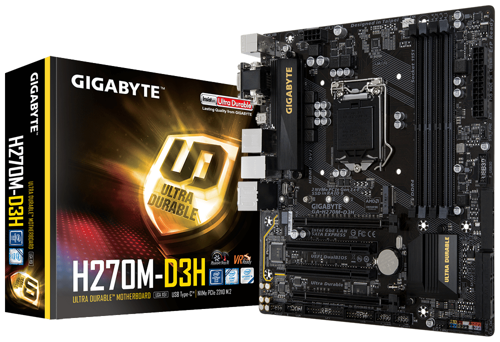 MAINBOARD GIGABYTE H270M-D3H 7MA GEN /RAID/4DDR4/HDMI//AUDIO