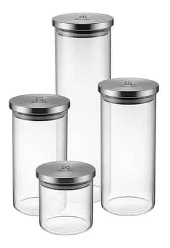Set cilindrico de vidrio x 4 Unidades Electrolux A18848101 de vidrio con tapa en acero inoxidable