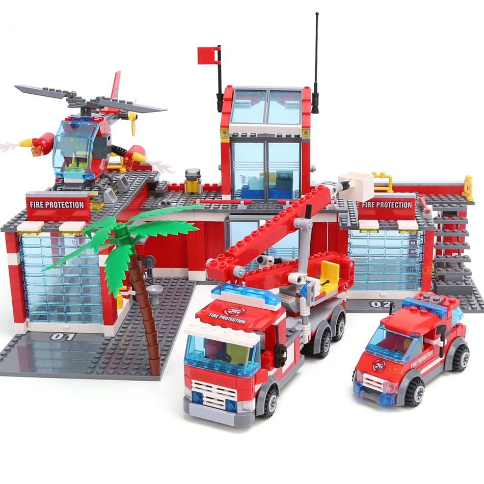 ESTACION DE BOMBERO MINIATURA 774 PCS MATERIAL ABS 50X37X6.5CM JU-41