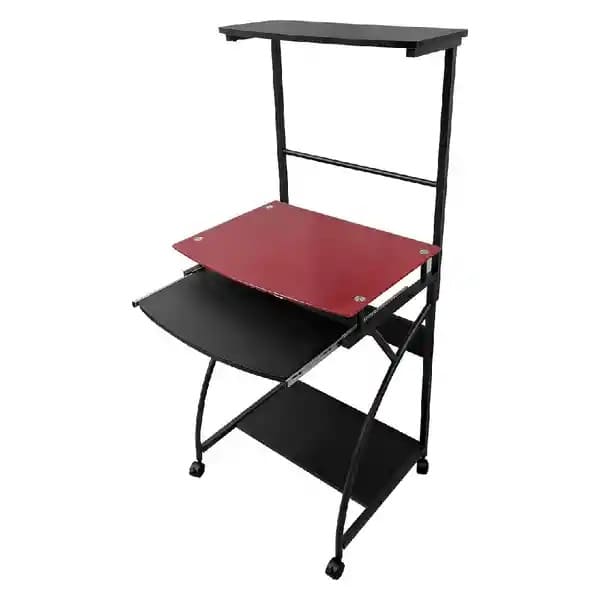 MESA PARA PC DE VIDRIO VANTEC DE 5 CM FG-1905A 60X44X128CM ROJO