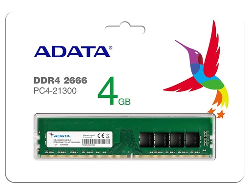 [014007016ADTAD4U26664G19RGN] MEMORIA ADATA PC DDR4 2666 4GB X8 AD4U26664G19-RGN