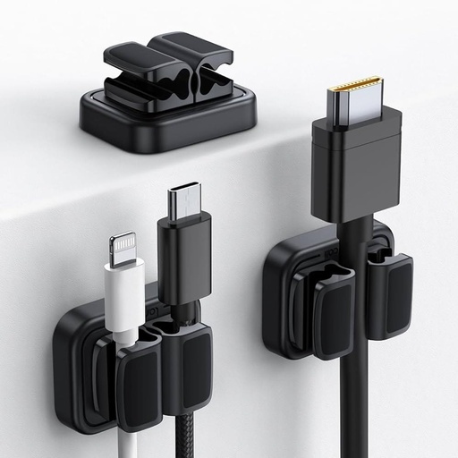 [013027VARTE33NEG] ORGANIZADOR DE CABLES DE ESCRITORIO DE SILICON DE 3 CLIPS TE-3/3