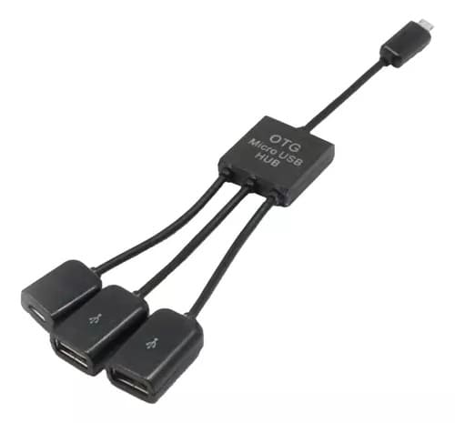 [021001028GENUSBCABLENEG] V8 USB 3 EN 1 OTG MICRO USB HUB 4 IN 1