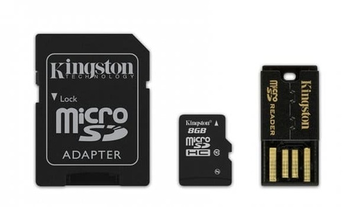 [015005017KINMBLY4G28GB] KIT MOBILITY KINGSTON MBLY4G2/8GB-TW MICRO SD/SD ADAPTER/USB ADAPTER