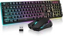 COMBO TECLADO+MOUSE BLUETOOTH LUCES 7 COLORES GA-14